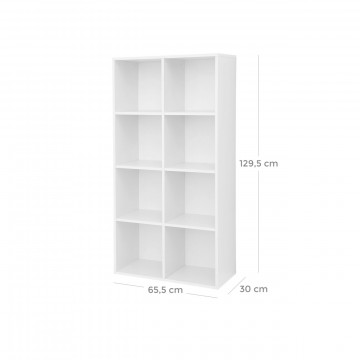 Biblioteca living alba din PAL melaminat, 65,5x30x129,5 cm, Vasagle - Img 5