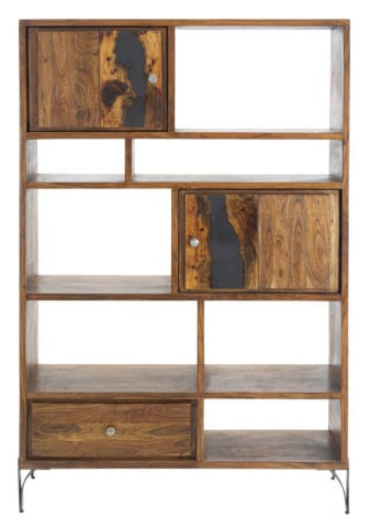 Biblioteca maro din metal si lemn de acacia, 118 x 40 x 178 cm, Mustang Mauro Ferreti - Img 3