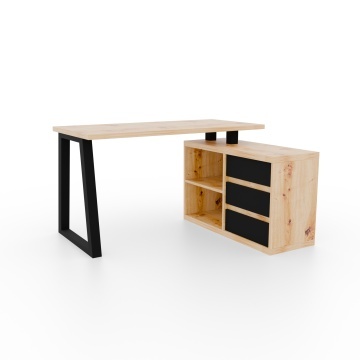 Birou de colț IWO II – 135x115x75.2 cm – Stejar Artisan / Negru