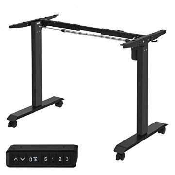 Cadru pentru birou electric reglabil negru din metal, 86-130 x 60 x 71,5-117 cm, Songmics - Img 1