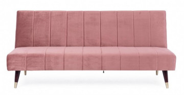 Canapea extensibilă roz pudra din catifea si lemn de Eucalipt cu 3 locuri, 180 cm, Alma Bizzotto - Img 3