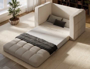 Canapea Kastol , alb chenille extensibil, 137x71x74 cm – Soreli 01 - Img 7