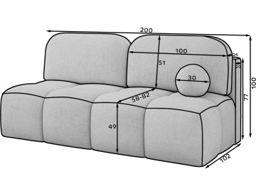 Canapea Nuwia extensibil, 200x102x100 cm – Modullo 01 - Img 11