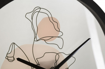 Ceas decorativ alb/negru din metal, ∅ 40 cm, Flowers Mauro Ferretti - Img 3