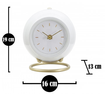 Ceas decorativ de masa alb din metal si plastic, 16x13x19 cm, Ball Mauro Ferretti - Img 5