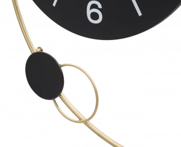 Ceas decorativ negru/auriu din MDF si metal, 57x4x60 cm, Planets Mauro Ferretti - Img 4