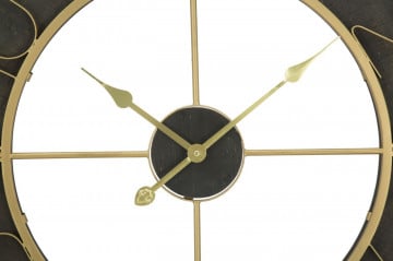 Ceas decorativ negru/auriu din metal si MDF, ∅ 70 cm, Dark Glam Mauro Ferretti - Img 3