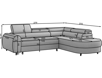 Colțar Vesteria right-hand extensibil, 279x215x72 cm – Xillar 20 - Img 12
