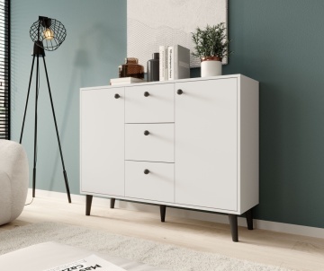 Comodă cu doua usi si trei sertare, 120x35x93 cm, BESA, ADRK Furniture