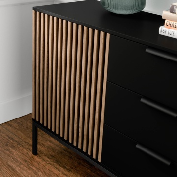 Comodă Meorati 150 Chest of drawer negru, 40x150x80 cm – Negru – fotografie de produs din catalog