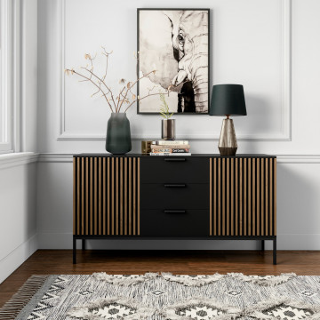Comodă Meorati 150 Chest of drawer negru, 40x150x80 cm – Negru – prezentare suplimentară a produsului