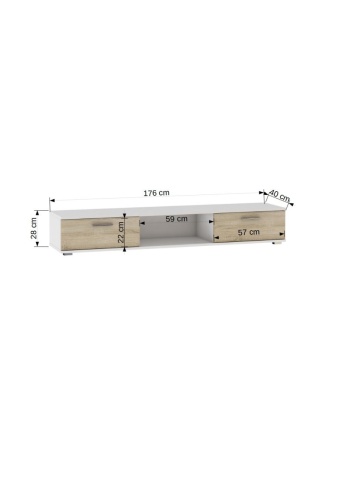 Comodă TV, 176x40x28, Sella, ADRK Furniture – cadru vizual suplimentar al produsului