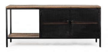 Comoda TV neagra/maro din metal si lemn de Mango, 120x35x52 cm, Roderic Bizzotto - Img 3