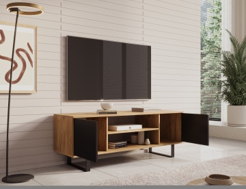 Comodă TV TV Lofter Herringbone cm – 135x40x49 cm – Oak Craft / Negru – prezentare vizuală a produsului