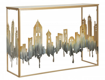 Consola multicolora din metal si sticla, 110 x 38,5 x 81 cm, City Mauro Ferreti - Img 1
