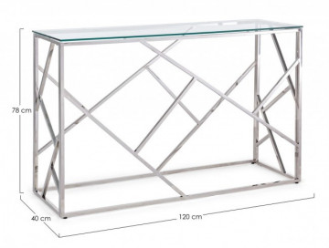 Consola transparenta/argintie din sticla temperata, 120 cm, Rayan Bizzotto - Img 2