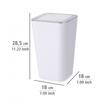 Cos de gunoi pentru baie, Wenko, Candy White, 18 x 18 x 28.5 cm, 6 L, plastic, alb - Img 5