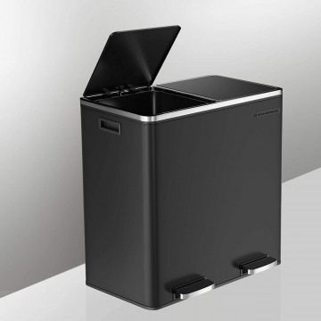 Cos de gunoi pentru reciclare, 59 x 32.5 x 65.2 cm, metal, negru, Songmics - Img 8