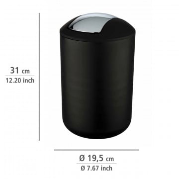 Cos de gunoi, Wenko, Brasil L Black, 19.5 x 31 cm, 6.5 L, plastic, negru - Img 5