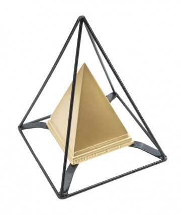 Decoratiune aurie din polirasina, 15x15x21 cm, Double Piramid Mauro Ferretti - Img 2