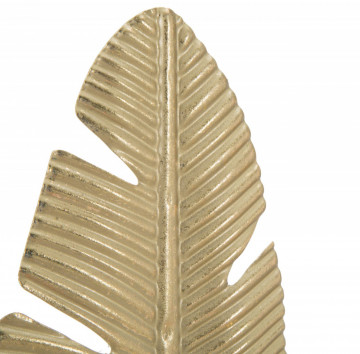 Decoratiune cu suport pentru lumanare aurie din metal, 10x10x34 cm, Leaf Mauro Ferretti - Img 4