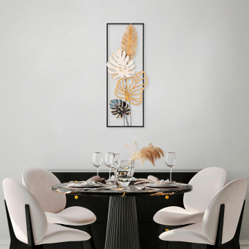 Decoratiune de perete, Palm Leaves, Metal, Dimensiune: 32 x 90 cm, Multicolor - Img 3