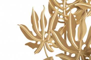 Decoratiune frunze exotice aurii din metal, 56x10x57,5 cm, Palm Mauro Ferretti - Img 2