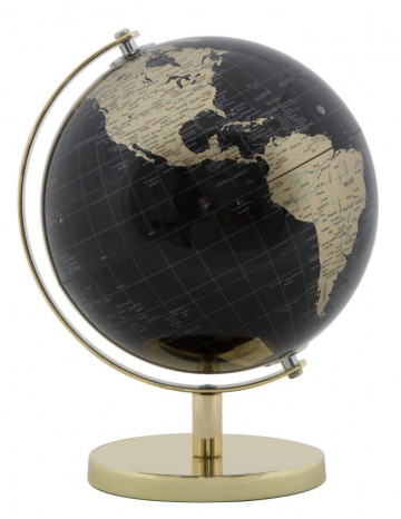 Decoratiune glob negru/auriu din metal, ∅ 20 cm, Globe Mauro Ferretti - Img 4