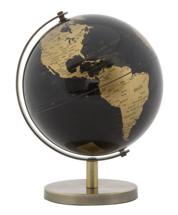 Decoratiune glob negru/bronz din metal, ∅ 13 cm, Globe Mauro Ferretti - Img 4