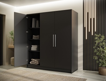 Dulap cu 3 usi Alarica 180x60x200 cm Alarica – Negru – imagine suplimentară a produsului