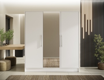 Dulap cu 3 usi si oglinda Alarica 180x60x200 cm – Alb – cadru alternativ al produsului
