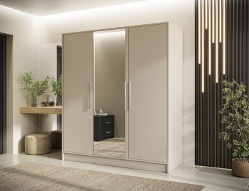 Dulap cu 3 usi si oglinda Alarica 180x60x200 cm – Cashmere – imagine de produs din seria de prezentare