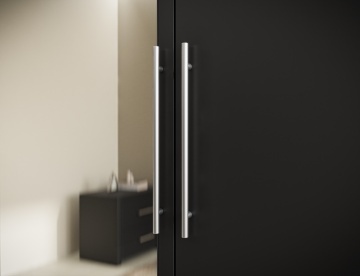 Dulap cu 3 usi si oglinda Alarica 180x60x200 cm – Negru – cadru suplimentar de prezentare