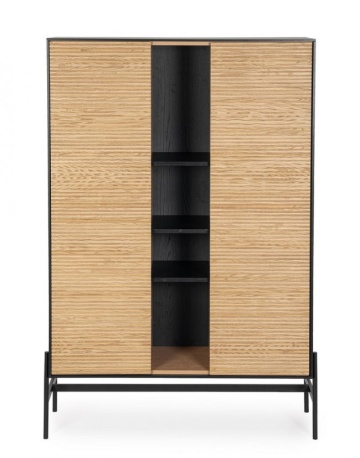 Dulap cu doua usi, negru/lemn natural, 110x40x159 cm, Allycia, Yes - Img 3