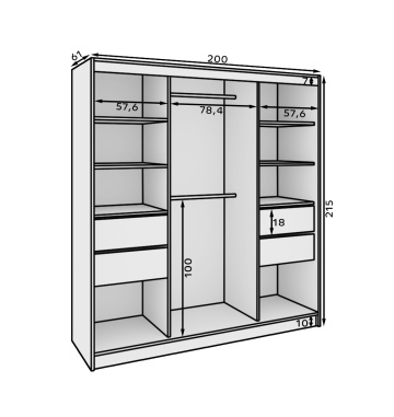 Dulap cu usi glisante, 200x61x215 cm, Keri 200, ADRK Furniture - Img 7