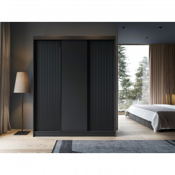 Dulap cu uși glisante Prescco III, 180x60x220 cm – Negru – imagine secundară de catalog