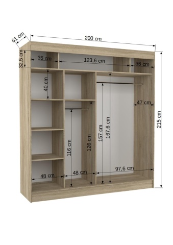 Dulap cu usi glisante si oglinda 200x215 cm, Keita, ADRK Furniture - Img 9