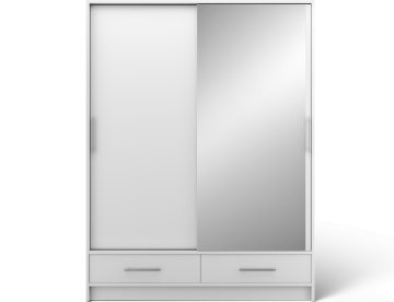 Dulap cu uși glisante si oglinda Estantte II, 150x60x200 cm – Alb - Img 4