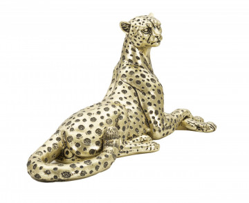 Figurina decorativa aurie din polirasina, 27,3x10,3x13,9 cm, Leopard Mauro Ferretti - Img 2
