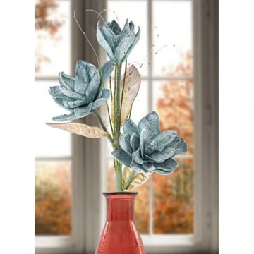 Floare artificiala albastra din plastic si metal, ø 30 x H90 cm, Magnolia Mauro Ferreti - Img 5