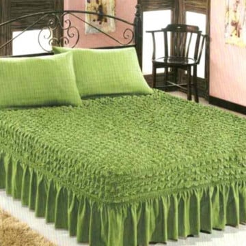 Husa elastica de pat creponata, 2 fete de perna, verde, HP-01-VD - Img 1