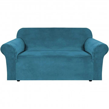Husa elastica din catifea, canapea 2 locuri, cu brate, turquoise, HCCJ2-05 - Img 1