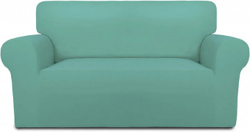 Husa elastica moderna + 1 fata de perna CADOU, cu brate, poliester / spandex, turquoise, HES2-22 - Img 2