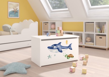 Ladă pentru jucării DARIA – 73x40x42 cm – Alb / Sea Animals / SEA ANIMALS