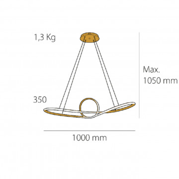 Lampa suspendata LED Knot L, Max 65W, auriu, lumina calda, Kelektron - Img 5
