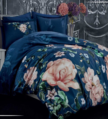 Lenjerie de pat 3d, bumbac satinat, pat 2 persoane, 6 piese, Bloom, L3DV-11