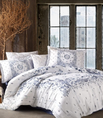 Lenjerie de pat bumbac satinat, 6 piese, pat 2 persoane, Casey, LDV-47