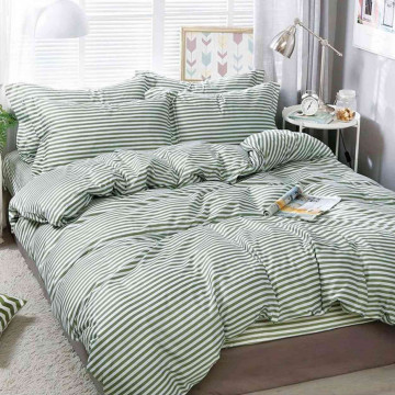 Lenjerie de pat cu elastic, policoton, pat 2 persoane, verde, 4 piese, E-79 - Img 1