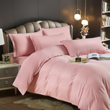 Lenjerie de pat, damasc, pat 2 persoane, roz pal, 6 piese, Jo-Jo - Img 3