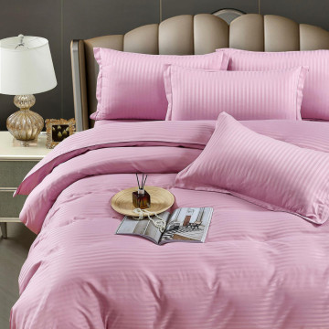 Lenjerie de pat, damasc, roz, 6 piese, pat 2 persoane, Jo-Jo - Img 3